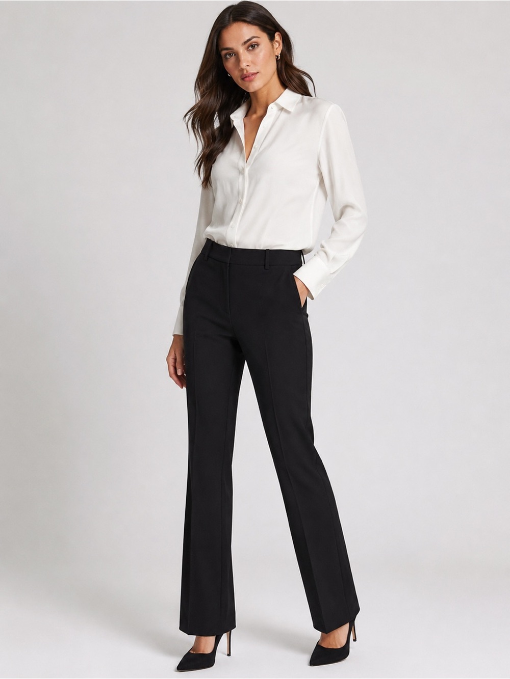 Theory Treeca 2 Good Wool Tailored Pants Black Size 2 Virgin Wool Stretch